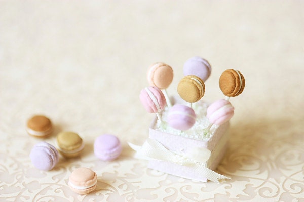 Dollhouse Miniature Food - Lavender Macaron Pops