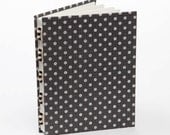 Handmade journal, black and cream polka dots