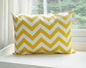 Chevron Pillow Cover Lumbar Yellow Zig Zag 16x20 Decorative Throw Pillow