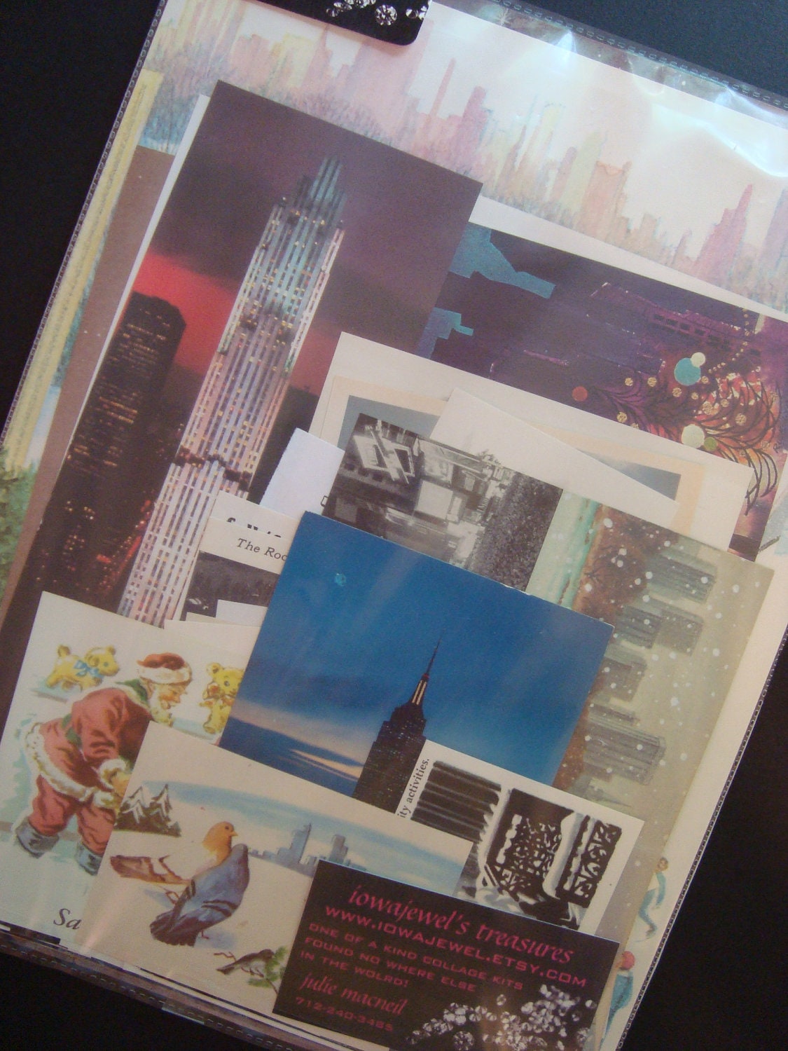 Christmas and Winter in New York City Vintage Collage and Scrapbook Travel Kit Number 1620i