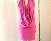 Pink Backless Drape Halter Dress PICK YOUR SIZE