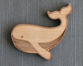 Whale Pin -  stocking stuffer wood brooch