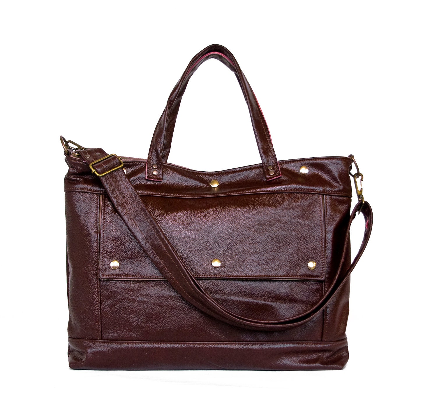 Archive Bag in Dark Plum Burgundy Leather - Made to Order
