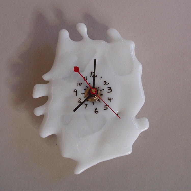 fused glass clock - white
