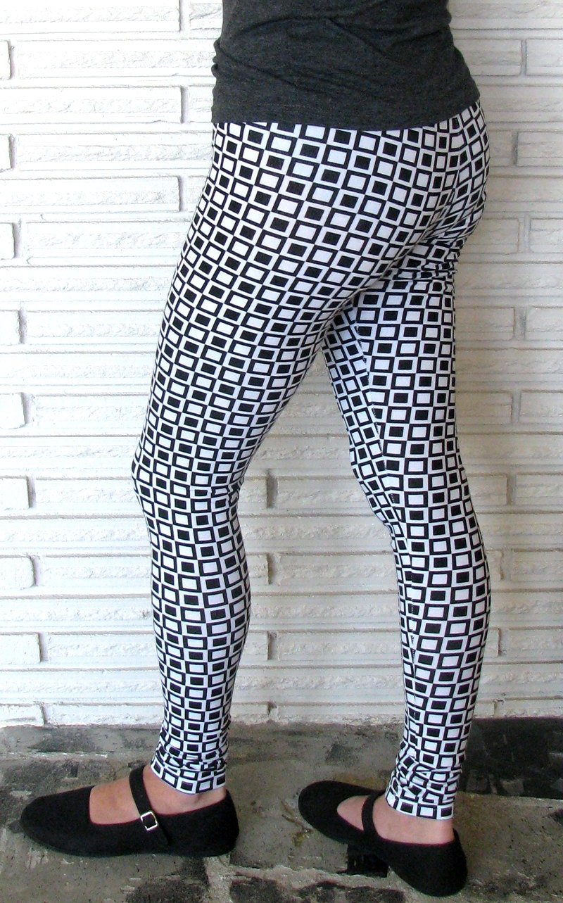 Black and White Leggings, Cirque Aerial Stretch Pants, Custom
