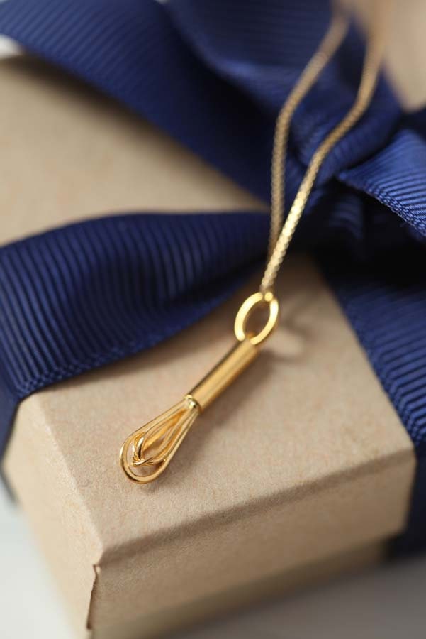 18K Gold Dipped Whisk Pendant or Charm