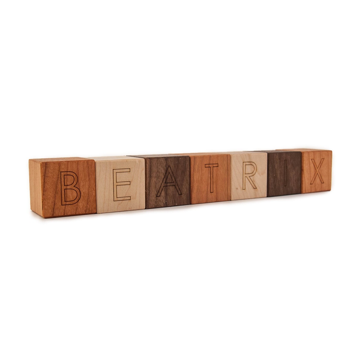 7 personalized wooden blocks, alphabet letter baby toys modern wood name blocks