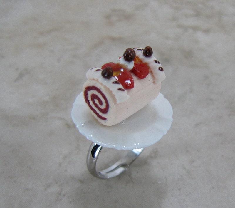 Log Cake Ring Adjustable Miniature Food Jewelry