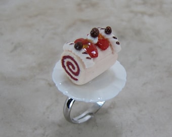 Log Cake Ring Adjustable Miniature Food Jewelry