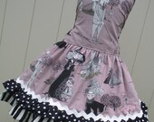 Custom Boutique Ghastlies Mauve Fabric Witches Halloween Dress Ghastlie Girl 3 4 5 6 7 8