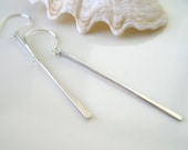 Modern sterling silver stick earrings, icicles, hand hammered bar earrings - made to order