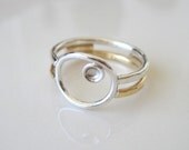 Brass and sterling silver ring, modern simple, Tide pools - made to order