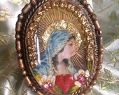 Lilygrace Vintage Madonna Cameo Ring with Flowers and Vintage Rhinestones