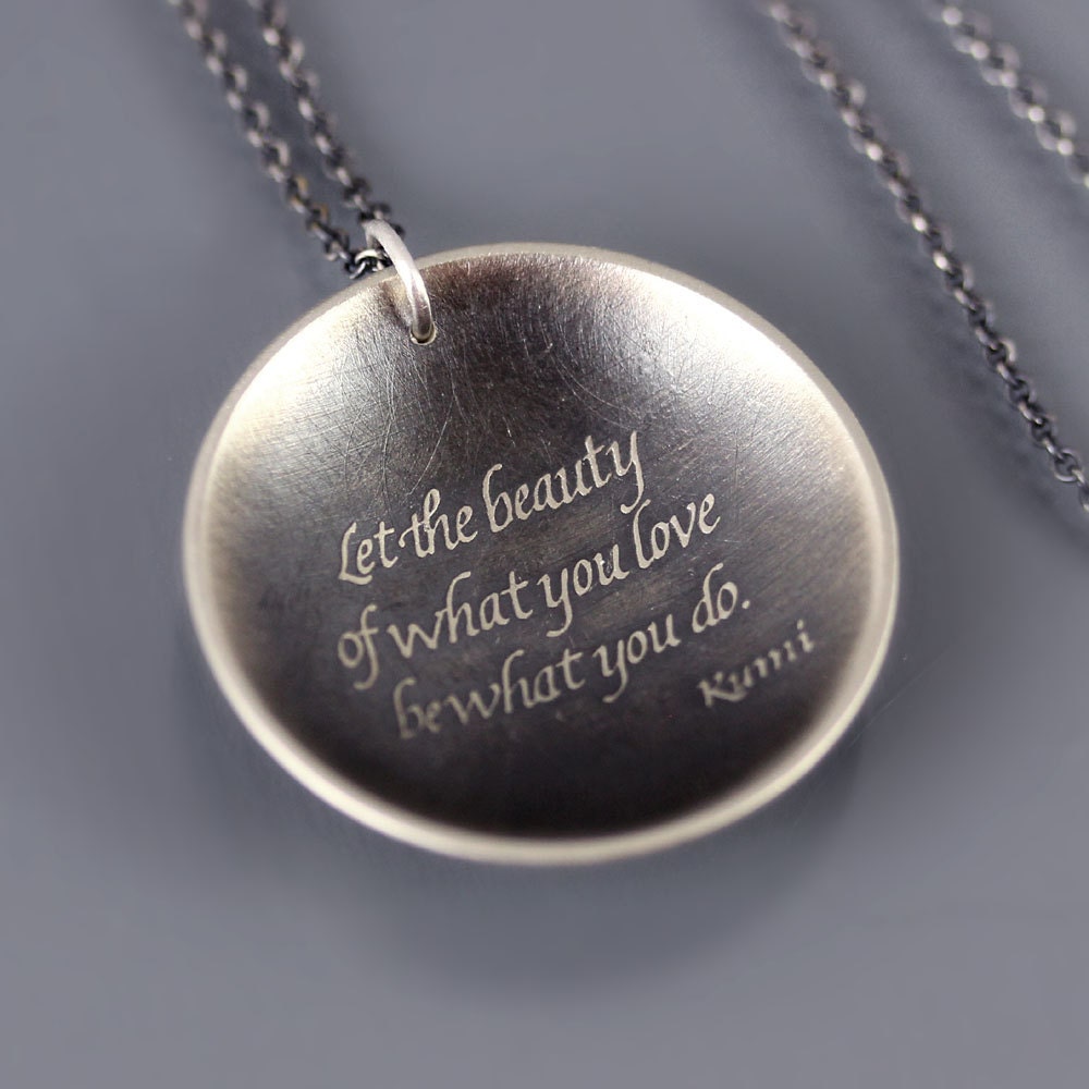 Oxidized Silver Rumi Necklace - Inspirational Quote Pendant