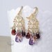 Kenya Earrings ... Moss Amethyst, Garnet, Blue Zircon, Pink Amethyst, CZ gold vermeil hoops