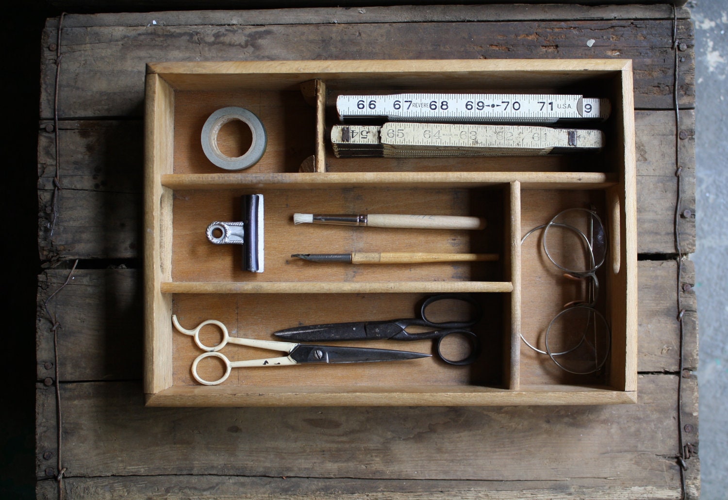 divided wood box