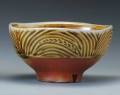 Carved Bowls, hand carved patterns of nature, wood and soda fired stoneware