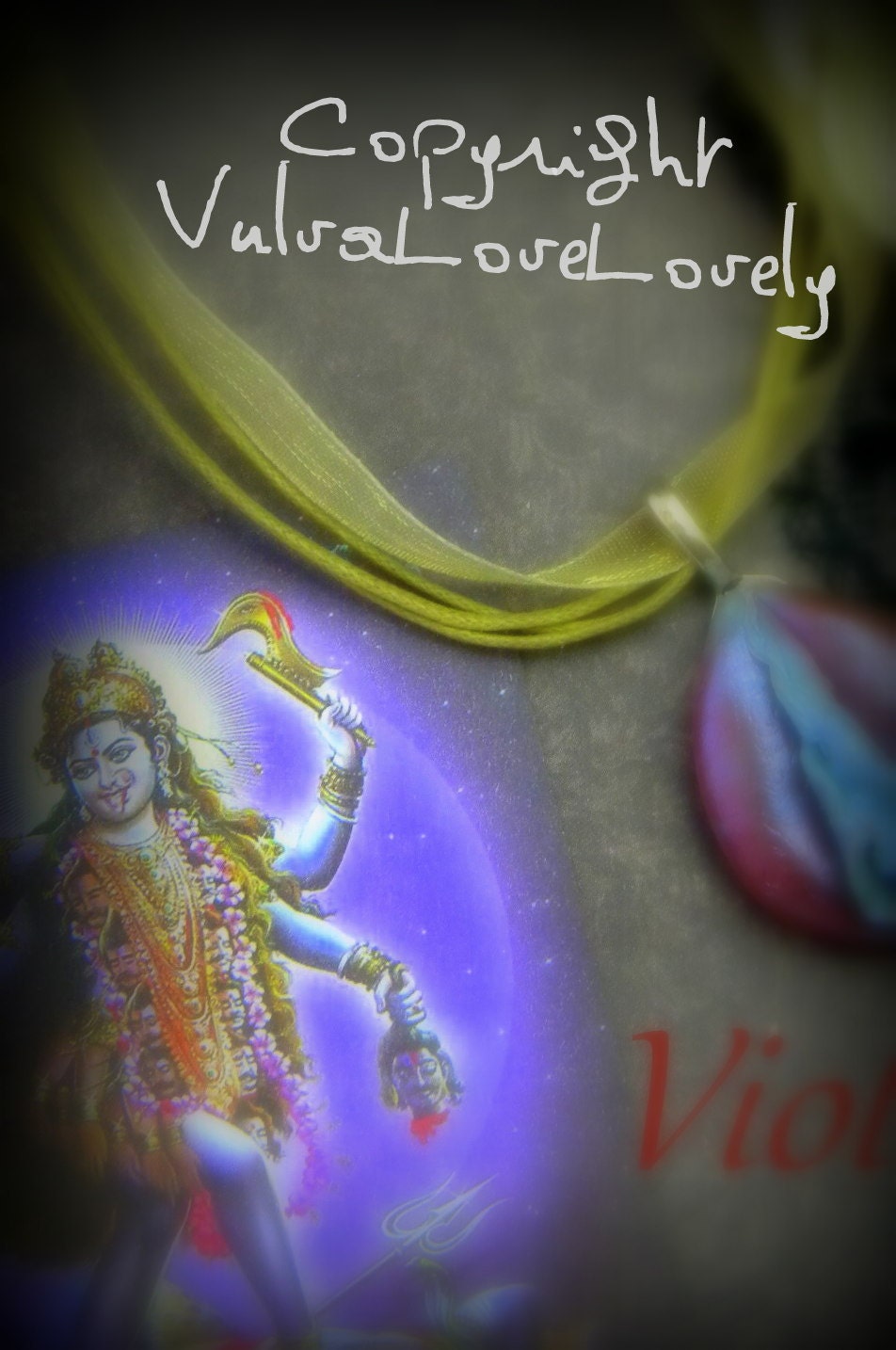Vagina Necklace- Blue Red Vulva Goddess Kali - mature