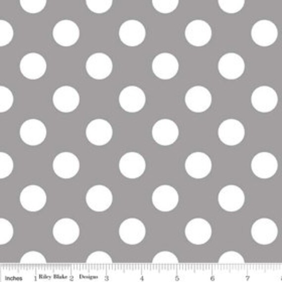 Riley Blake Gray Polka Dot Fabric 1/2 yard by ellegarrettdesigns