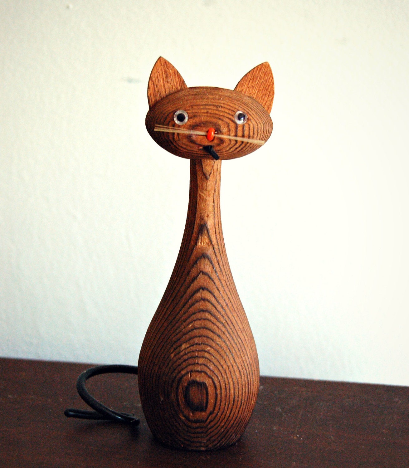 mid-century carved cyrptomeria cat
