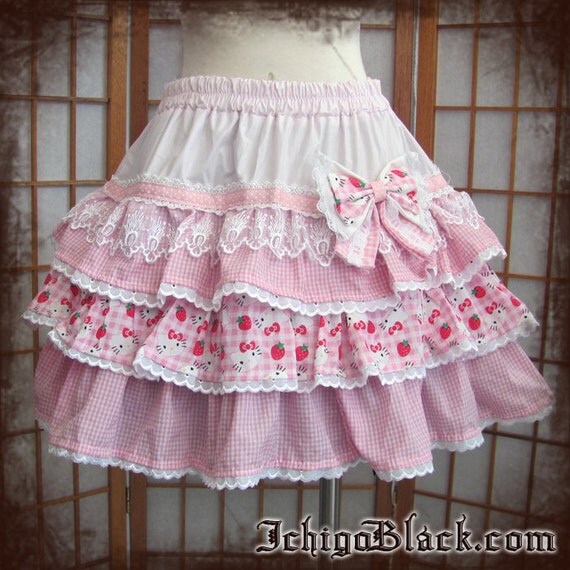 Pink Gingham Hello Kitty Skirt By Ichigoblack On Etsy