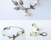 Bird Twig Pendant Necklace - Wedding Necklace, Pendant Necklace, Charm Bracelet, Dangle Earrings, Drop Earrings, Bridesmaid Gift