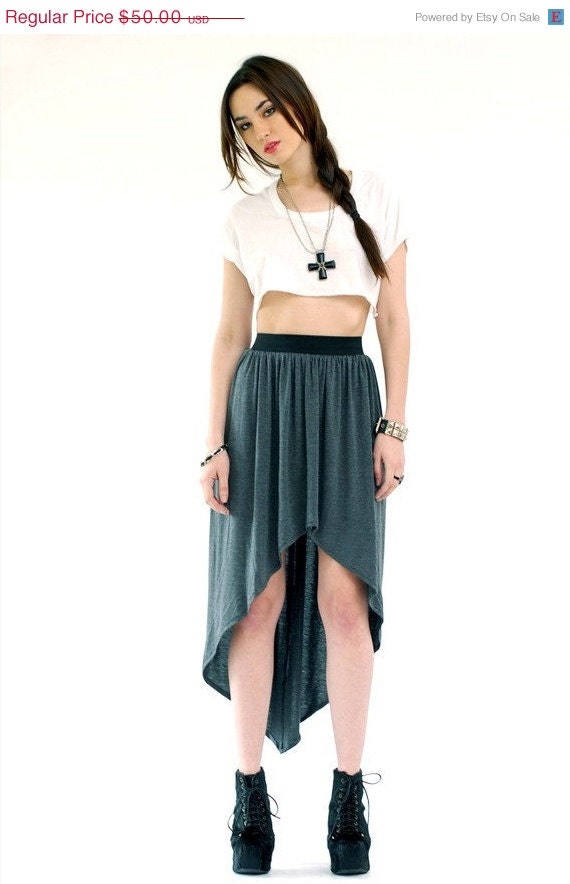 25 OFF SALE Babooshka Tail Spin Asymmetrical Skirt in Grey