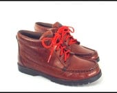 80's 90's vintage lace-up ankle deck boots moccasin-toe  7