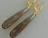 Briolette Drop Earrings - Smokey Quartz
