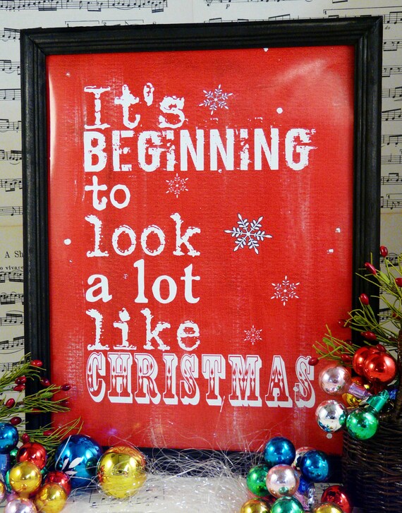 Items Similar To It s Beginning To Look Like Christmas Sign Digital Red Uprint Words Vintage