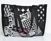 A Little Scrap of Everything - Black and white - Large Purse