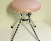 Vintage stool - Cosco - kids stool - seat - cushioned - pink - chrome legs - short - moxiethrift
