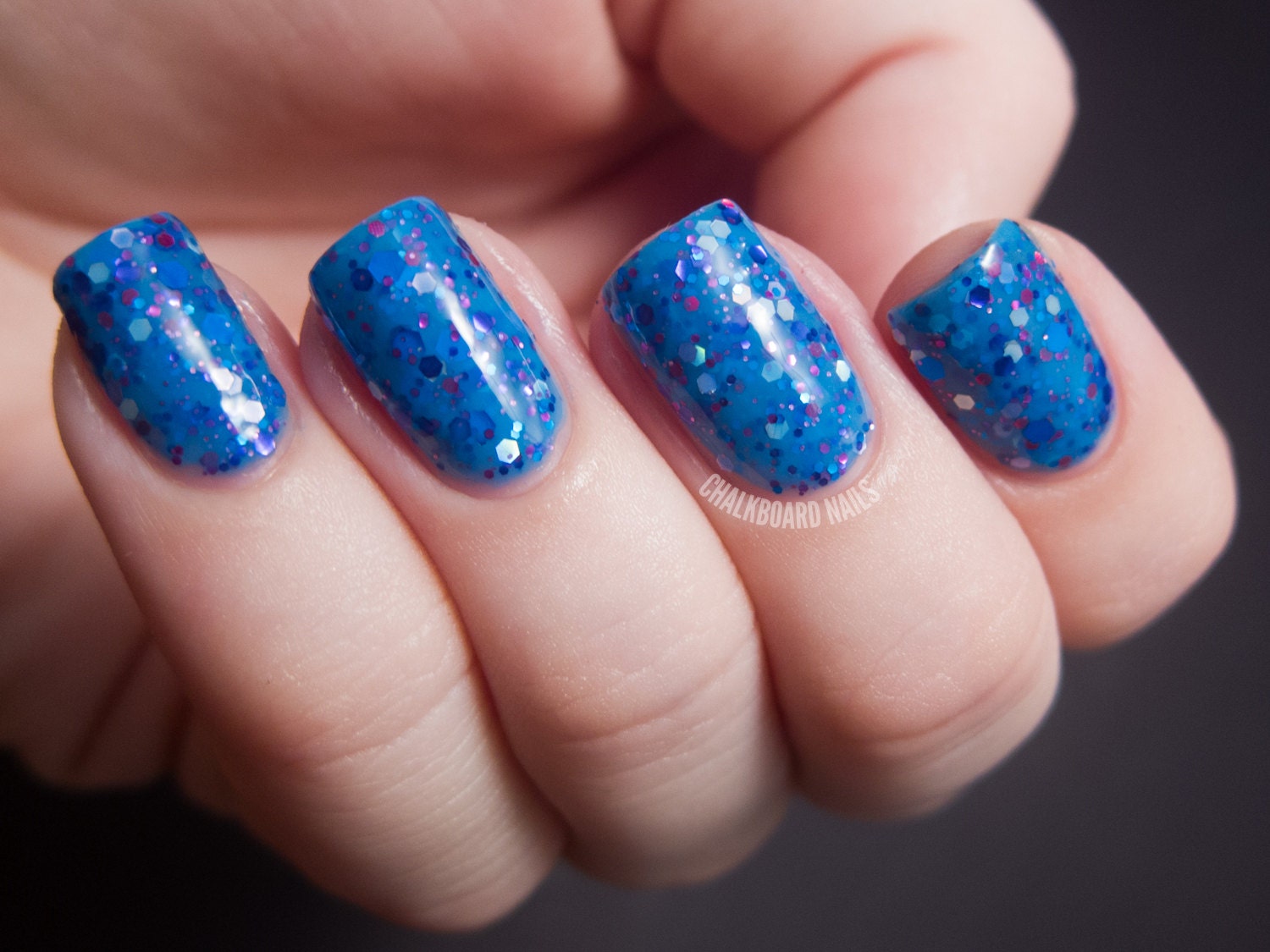 Watercolor - Neon Blue Nail Polish-  0.5 oz Full Sized Bottle