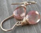 Oregon Sunstone Wire Wrapped Gold Fill Earrings