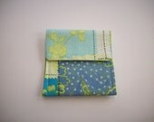 Blue Green Quilted Look or Tweet Green Mini Pocket Jewelry Pouch Choose your Print