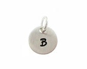 ADD a Tiny INITIAL Charm - 3/8 inch Round sterling silver tag (AO024)