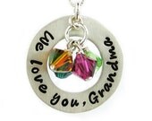 We love you Grandma Necklace - Hand Stamped Special Message Jewelry (RTS013)