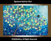 Original Painting Large Painting abstract tree Painting landscape painting love birds art Impasto painting Wishing Tree in handmade