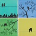 Contemporary  Landscape Handmade Painting Pastel Eight Squares Art Original Love Birds Trees "Mix and Match Suburban Birds"
