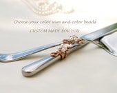 CUSTOM CHOOSE COLORS Wedding Cake Server And Knife Art Decorated In Swarovski Pearl Beads And Wire Swirls Decor
