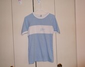 Vintage 1980s las vegas ringer t-shirt white blue large 50/50