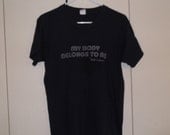 Vintage 1970s my body belongs to me but i share t-shirt black action sportswear large 50/50