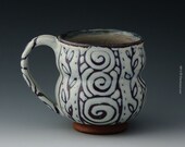 White and Purple Satin Matte Spiral Mug for tea, coffee or cocoa