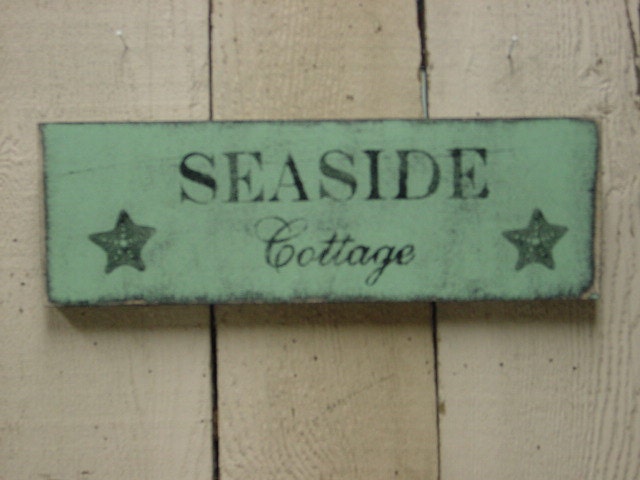 Medium size SHABBY SEASIDE COTTAGE sign / shabby cottage chic
