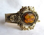 Vintage Victorian Revival clamper cuff bracelet Filigree