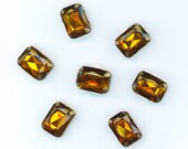 Vintage Rhinestone Beads.  Brass Prong Setting . 14 mm x 10 mm . Fashion Projects . Jewelry Designs 7pcs - DESTASH by enchantedbeas on Etsy
