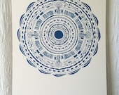 Deep Blue Circle Pattern Print