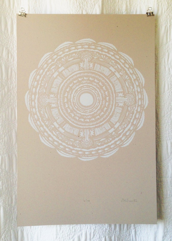White Circle Pattern Screen Print