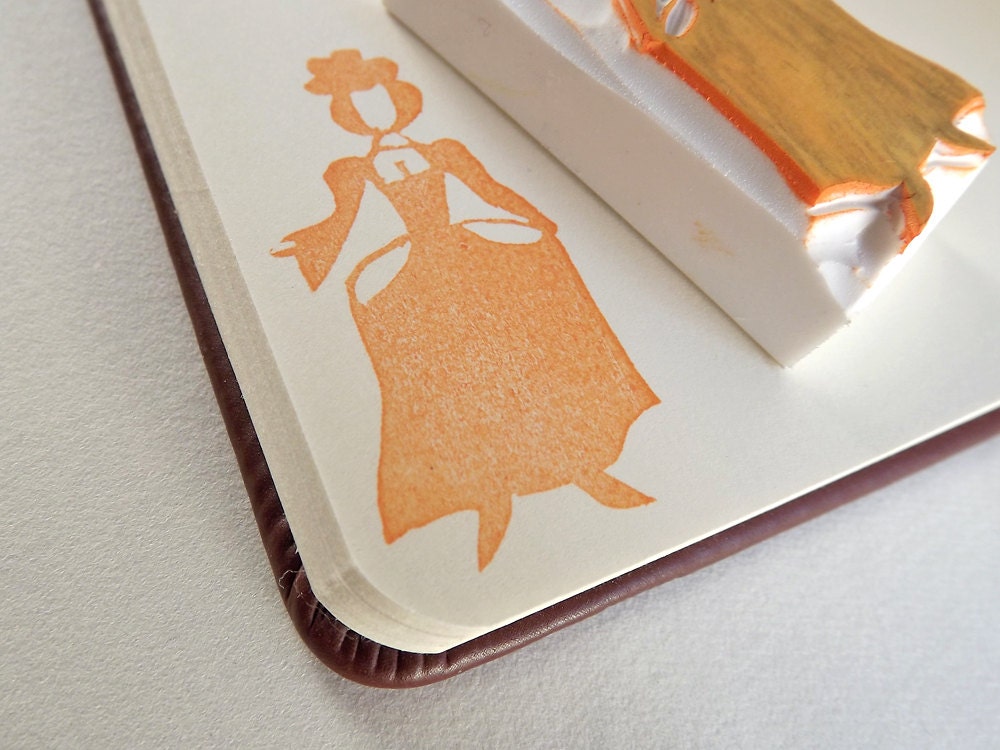 12 days of christmas, 9 ladies dancing - hand carved stamp
