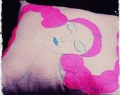 Mia, the pink haired girl, large stuffed pillow